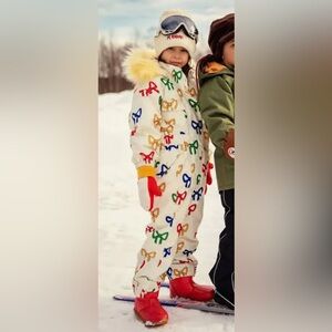 Mini Rodini Bow Ski Overall snowsuit